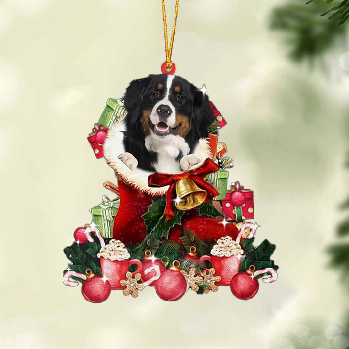 Bernese Mountain Dog 1-Red Boot Hanging Ornament
