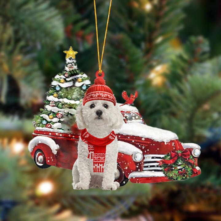 Bichon Frise-Christmas Car Two Sided Ornament