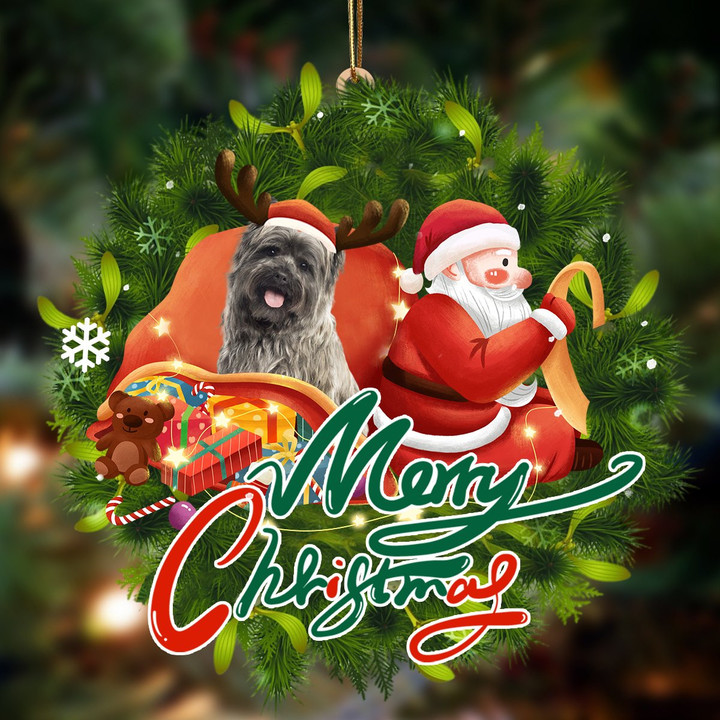 cairn terrier 2-Santa & dog Hanging Ornament