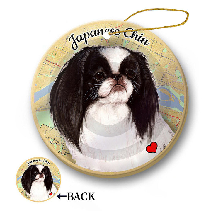 Map dog Ornament-Japanese Chin Porcelain Hanging Ornamen