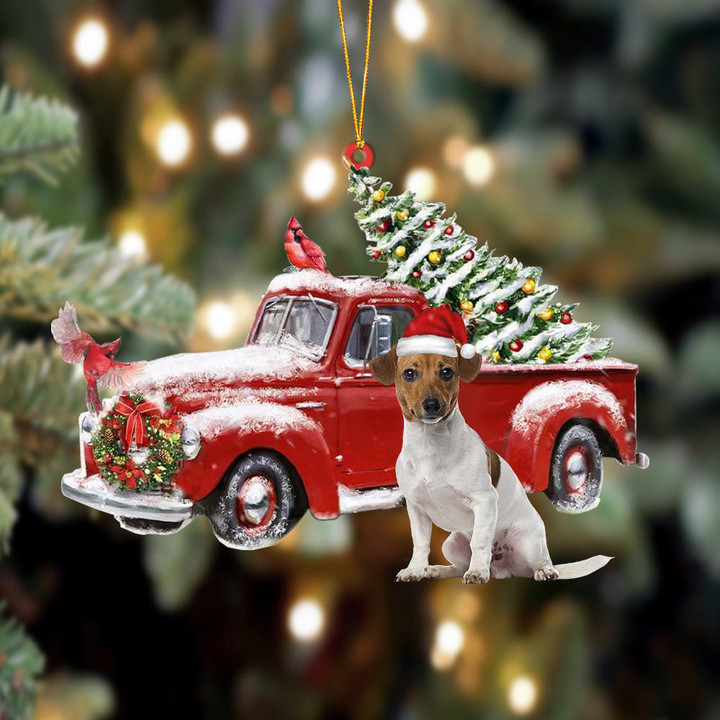 Jack Russell Terrier-Cardinal & Truck Two Sided Ornament