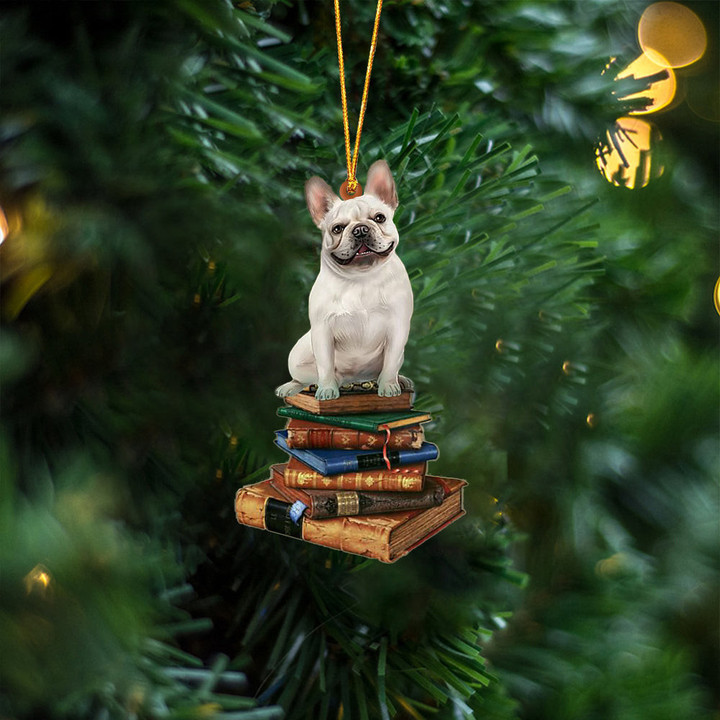 Frenchie-Sit On The Book Two Sides Ornament