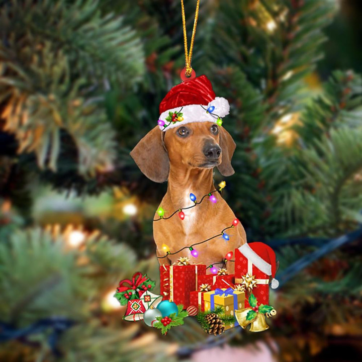 Red Dachshund-Dog Be Christmas Tree Hanging Ornament