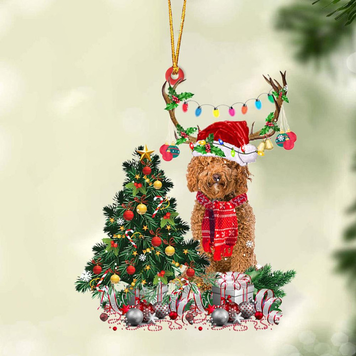 RED Labradoodle-Christmas Tree Gift Hanging Ornament