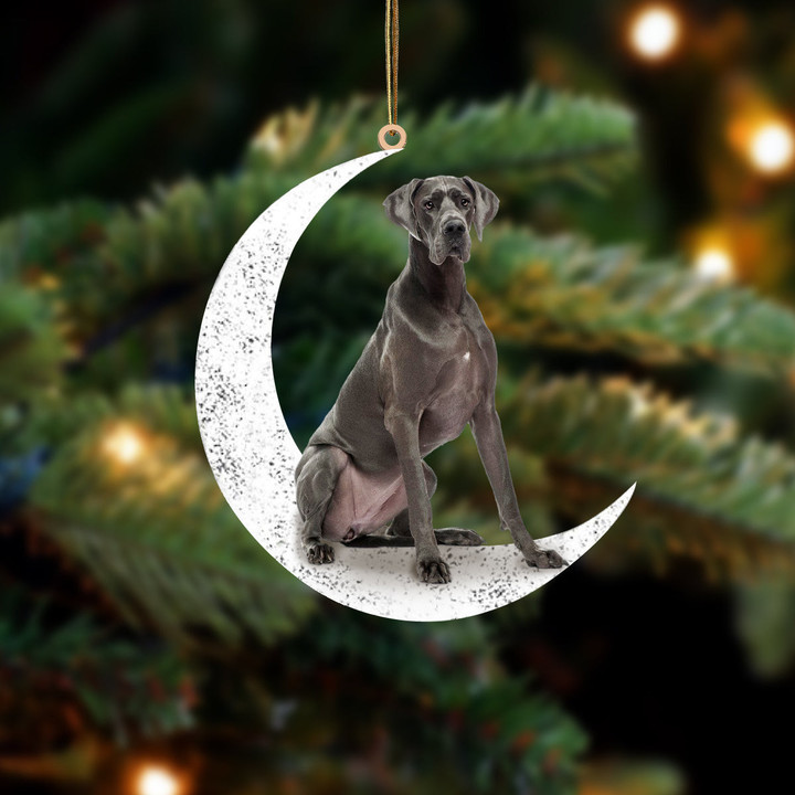 Great Dane 1-Sit On The Moon-Two Sided Ornament