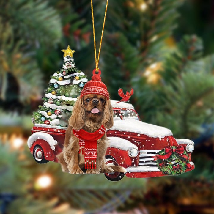 Cavalier King Charles Spaniel 3-Christmas Car Two Sided Ornament