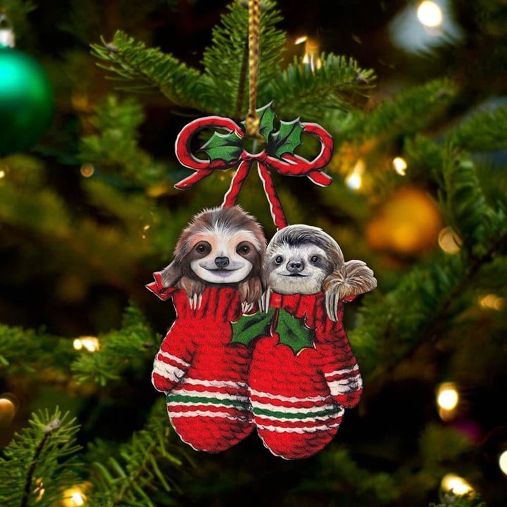 Sloth Inside Your Gloves Christmas Holiday-Two Sided Ornament