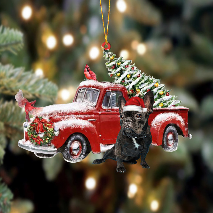 French Bulldog 4-Cardinal & Truck Two Sided Ornament