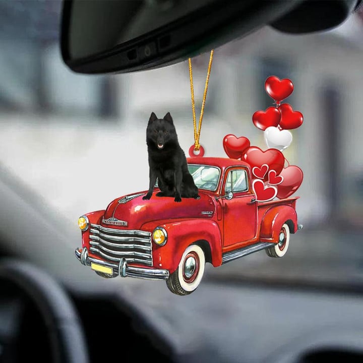 Schipperke-Red Sports car-Two Sided Ornament
