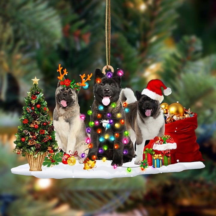 Akita-Christmas Dog Friends Hanging Ornament