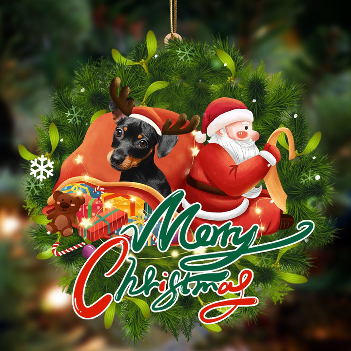 Dachshund-Santa & dog Hanging Ornament