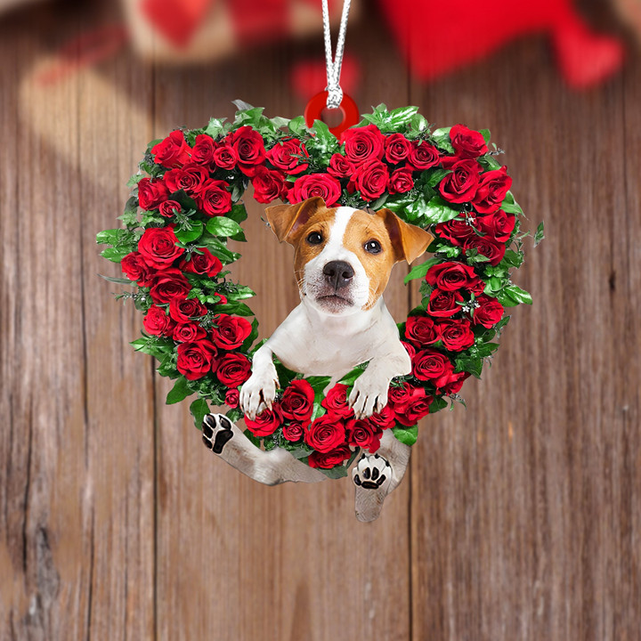 Jack Russell Terrier-Heart Wreath Two Sides Ornament