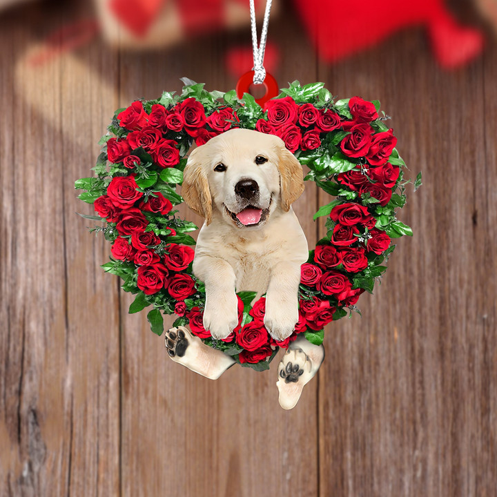 Golden Retriever-Heart Wreath Two Sides Ornament