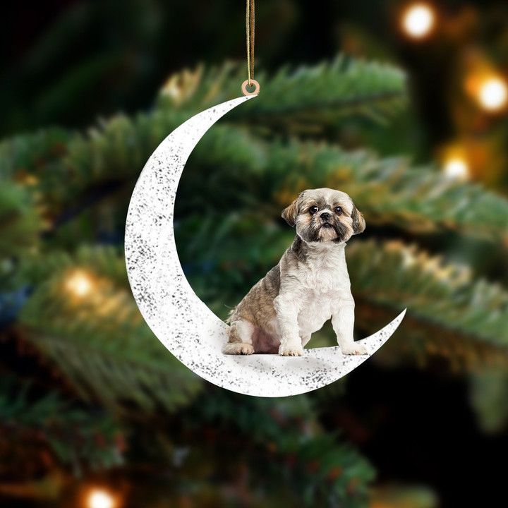 Lhasa Apso-Sit On The Moon-Two Sided Ornament