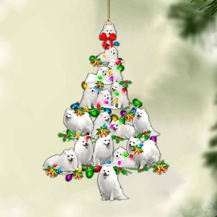 Japanese Spitz-Christmas Tree Lights-Two Sided Ornament