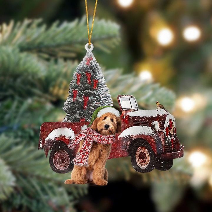 Labradoodle 3-Christmas Truck Two Sided Ornament