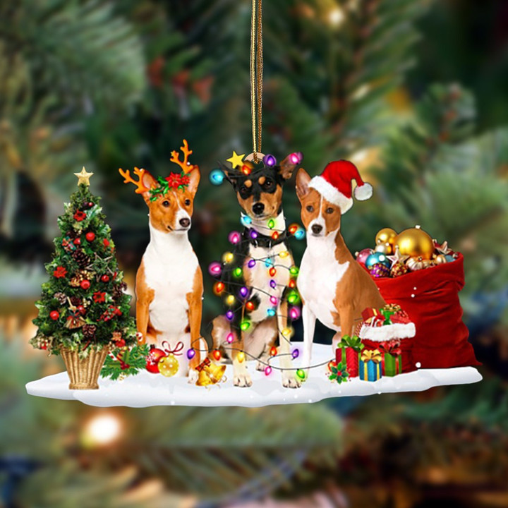 Basenji-Christmas Dog Friends Hanging Ornament