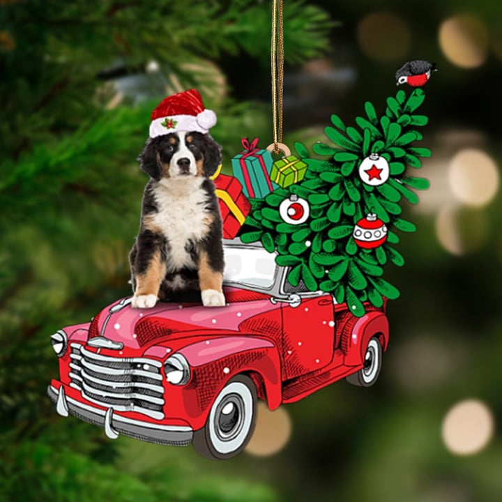 Bernese Mountain Dog 1-Pine Truck Hanging Ornament