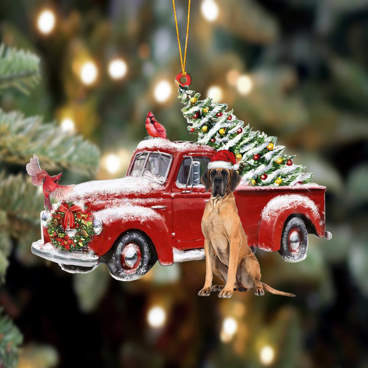 Great Dane-Cardinal & Truck Two Sided Ornament