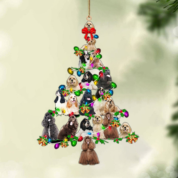 American Cocker Spaniel-Christmas Tree Lights-Two Sided Ornament