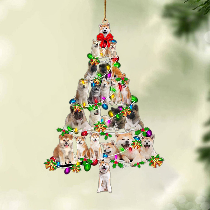 Akita-Christmas Tree Lights-Two Sided Ornament