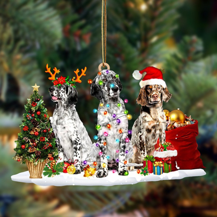English Setter-Christmas Dog Friends Hanging Ornament