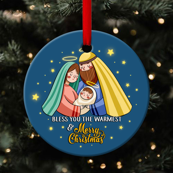 Merry Christmas - Born Of God Ceramic Circle Ornament NA84