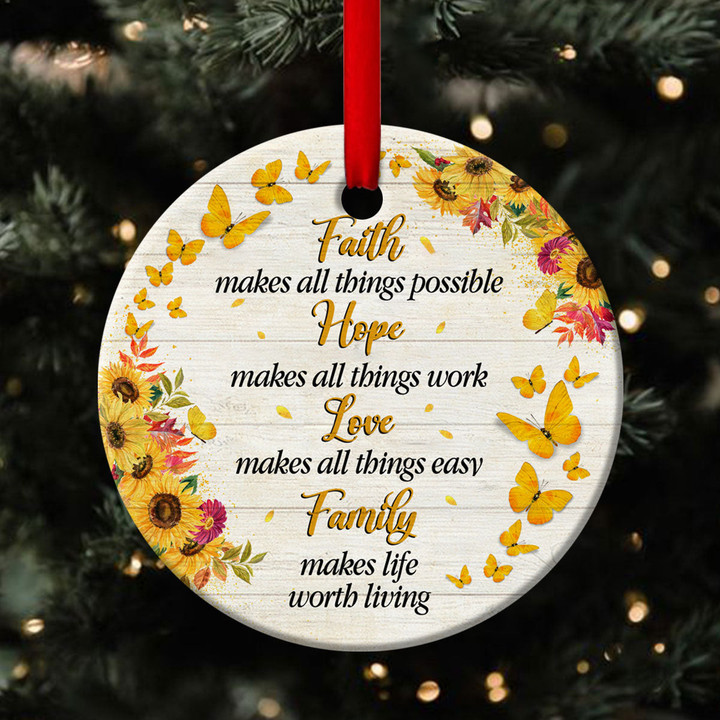 Butterfly Ceramic Circle Ornament - Faith Makes All Things Possible NUA113