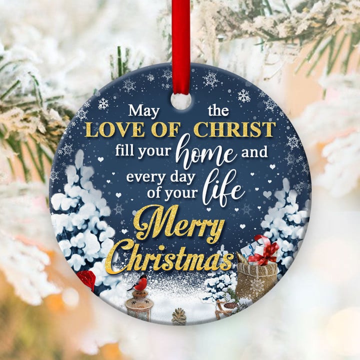Meaningful Christian Ceramic Circle Ornament - You Are Blessed By The Love Of Christ CC37