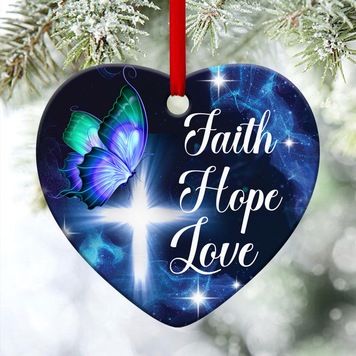 Cross Ceramic Heart Ornament - Faith, Hope And Love CCO2