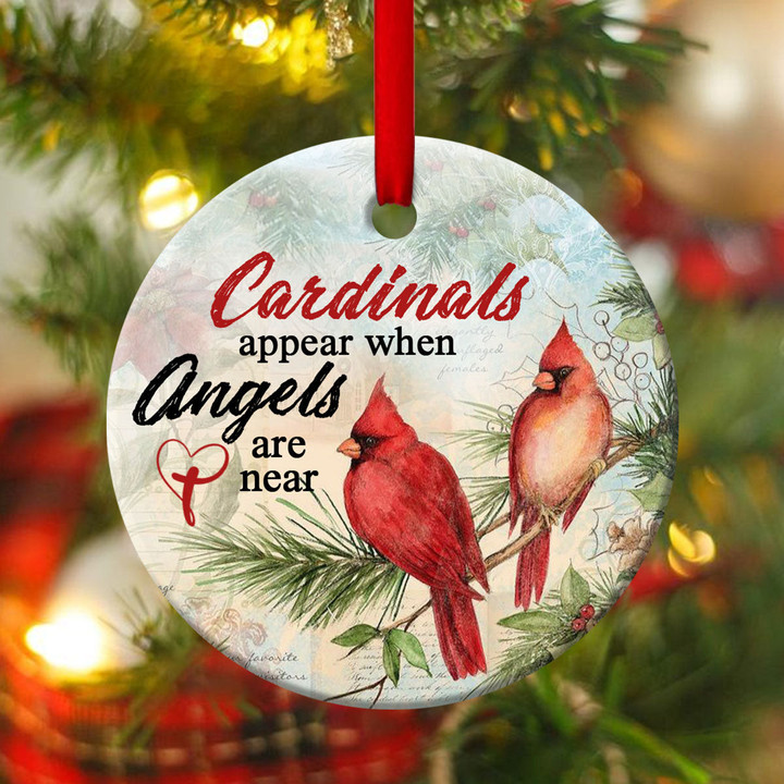 Beautiful Cardinals Ceramic Circle Ornament - Angels Are Near CC18