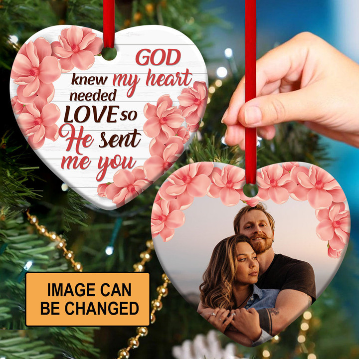 Jesuspirit | God Knew My Heart Needed Love | Sweet Personalized Ceramic Heart Ornament H32