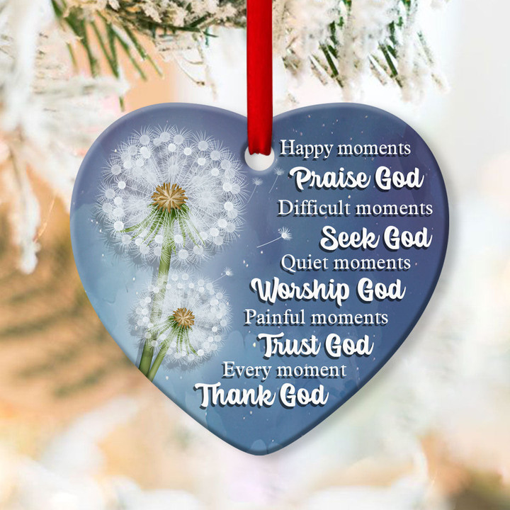 Dandelion Ceramic Heart Ornament - Happy Moments, Praise God HIQ132