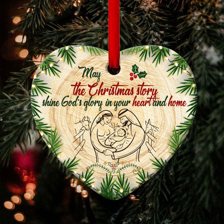Special Christmas Ceramic Heart Ornament - Born Of God HIHN34