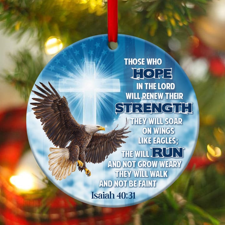 Unique Ceramic Circle Ornament - They Will Soar On Wings Like Eagles NUHN116