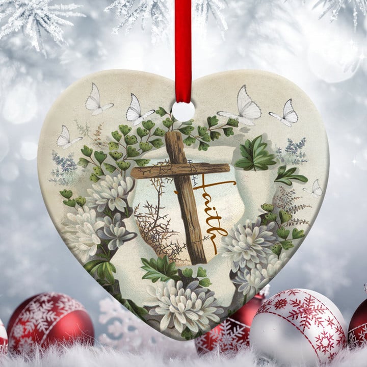 Believe In God - Unique Christian Ceramic Heart Ornament CC29