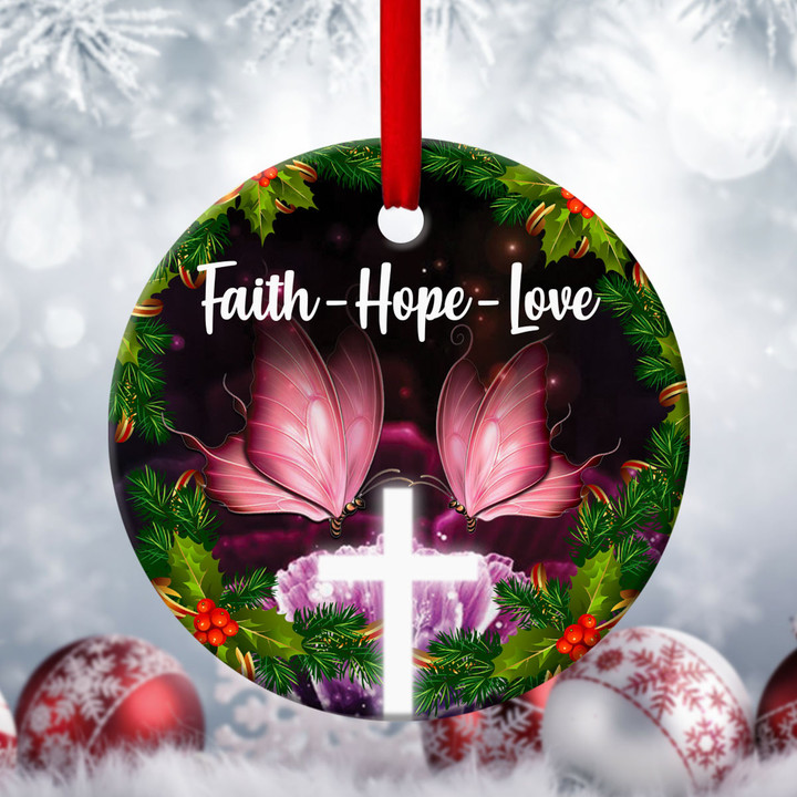 Have Faith In God - Special Mistletoe Ceramic Circle Ornament CC11