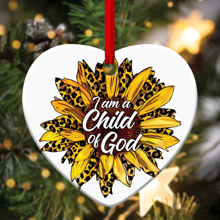 Unique Sunflower Ceramic Heart Ornament - I Am A Child Of God CC21