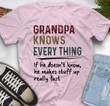 Family Grandpa knows everything If he doesn't know Printed Tshirt QTD110040