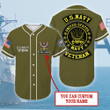 Custom Name US Military Green Veteran - Personalized Baseball Jersey