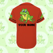 Custom Name Love Cute Frog Red - Personalized Baseball Jersey