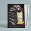 Tom Collins Canvas, Cocktail Canvas, Cocktail Recipe Canvas, Bar Canvas