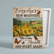 Every Day Is A New Beginning Canvas, Sunflower Canvas, Butterfly Canvas, Countryside Canvas