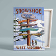 Snowshoe Canvas, West Virginia Canvas, Travel Poster Canvas, Winter Canvas