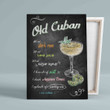 Old Cuban Canvas, Recipe Canvas, Cocktail Canvas, Bar Canvas, Wall Art Canvas