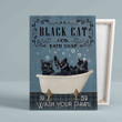 Black Cat Co Bath Soap Canvas, Wash Your Paws Canvas, Bathroom Canvas, Black Cat Canvas