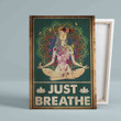 Just Breathe Canvas, Yoga Canvas, Sukhasana Pose Canvas, Girl Canvas