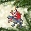 Love Dinosaur Santa Christmas Mica Ornament