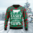 Easily Distracted By Cows Ugly Christmas Sweater 3D Printed Best Gift For Xmas Adult | US4943