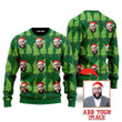 Funny Man Wears Christmas Hat With Pine Tree Seamless Custom Christmas Sweaters 3D Printed Best Gift For Xmas UP1034